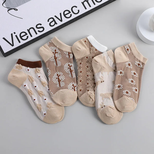 Vintage Jacquard Socks - 5 Pairs