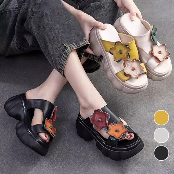 🌸Hot Sale 50% OFF🌸Flower Decor Women's Thick Sole Slide Sandals☁️👡